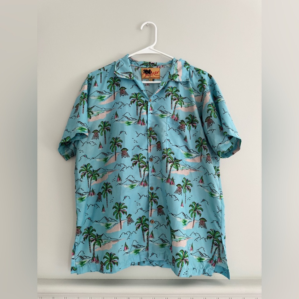 Men’s Vintage Blue Hawaiian Shirt